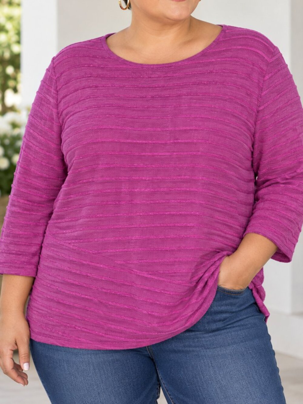 NWT Dana Buchman textured knit Pink tunic top - XL